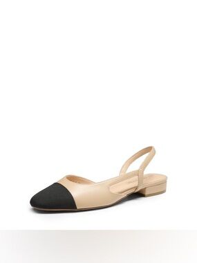 Dream Pairs Two-Tone Beige and Black Slingback Flats